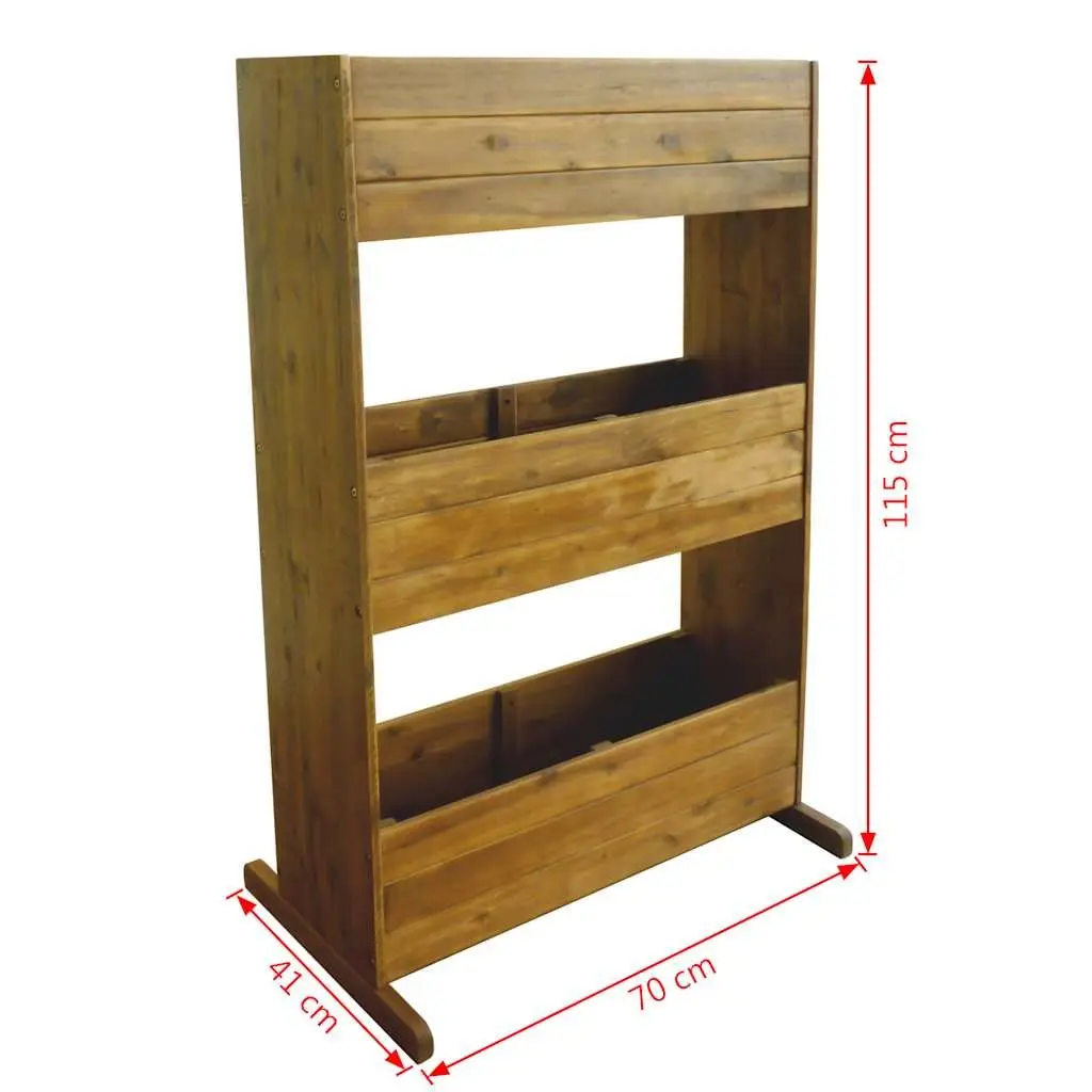 3-Tier Planter Box Solid Acacia Wood Brown Outdoor Garden