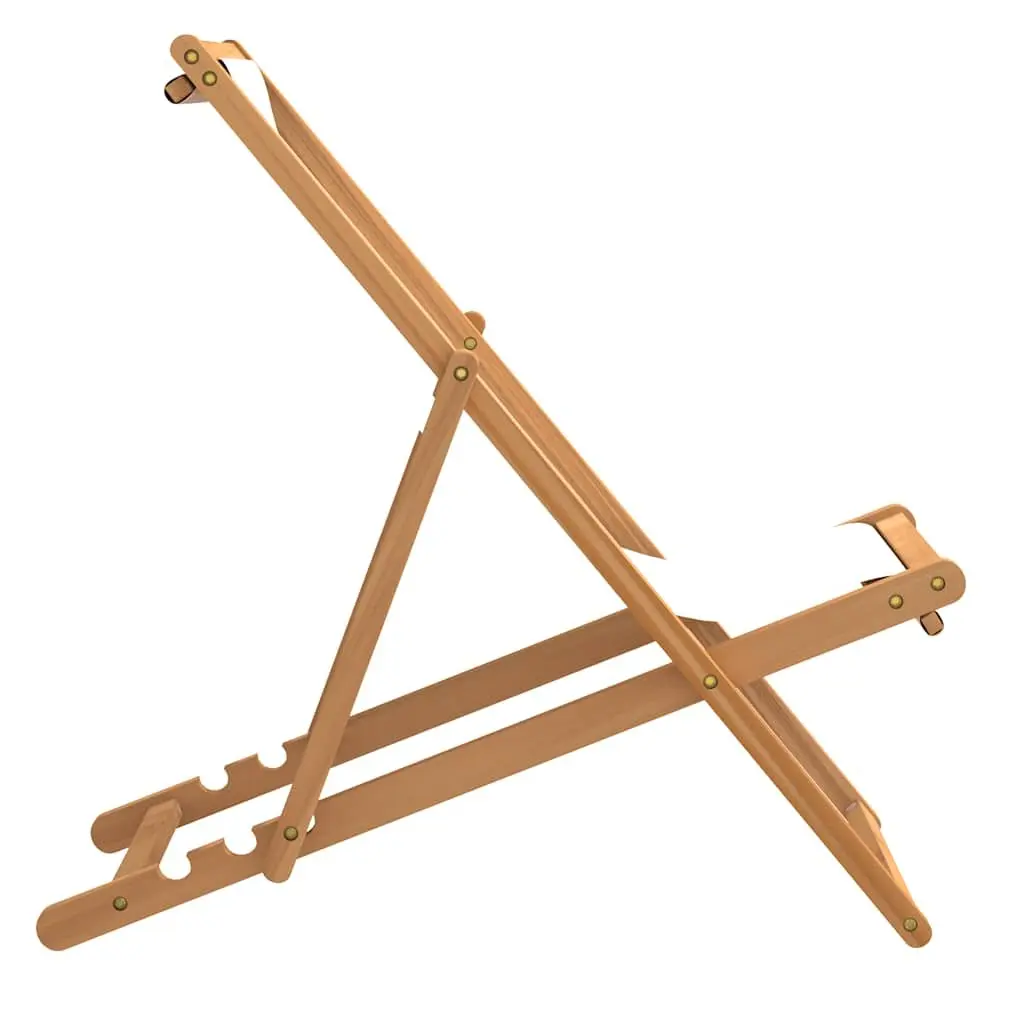 Cream Adjustable Backrest Folding Teak Deck Chair