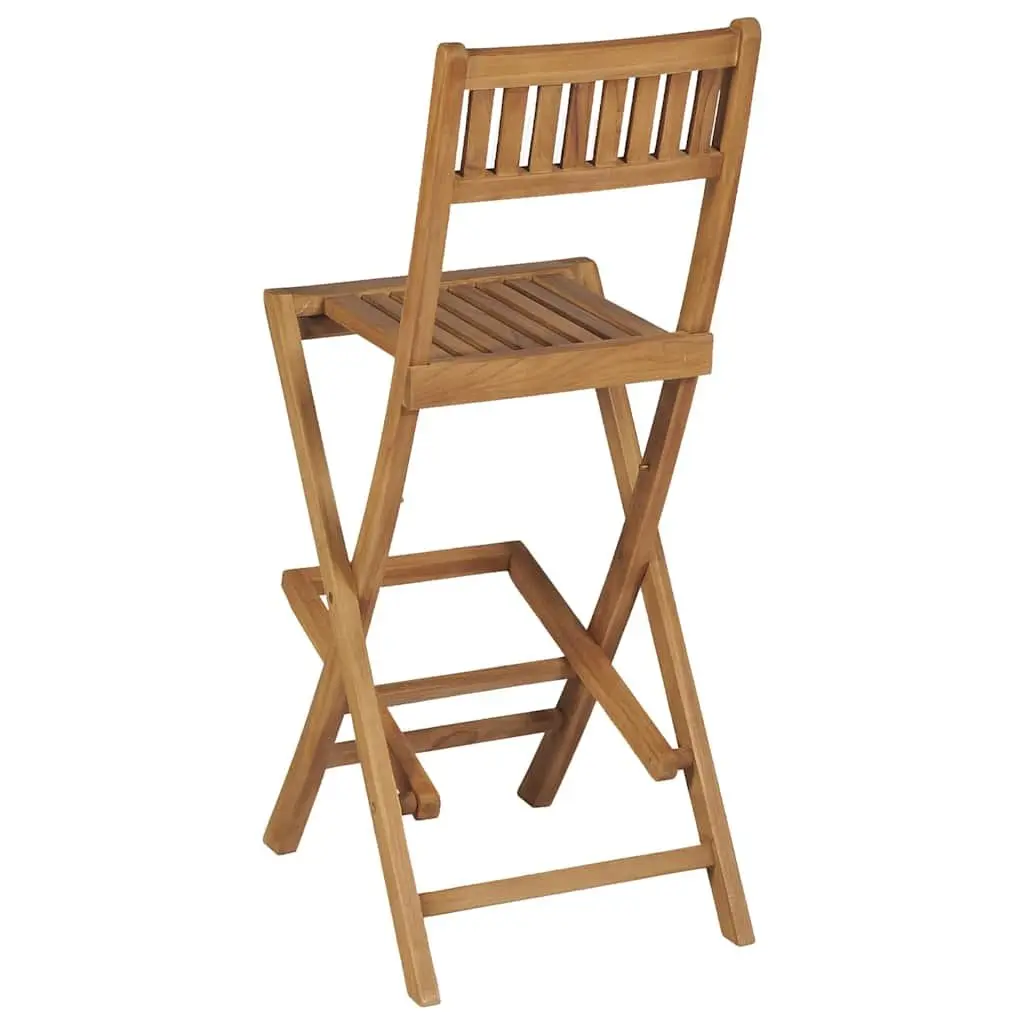 Outdoor Bar Stools Teak Wood Folding Brown Set of 2