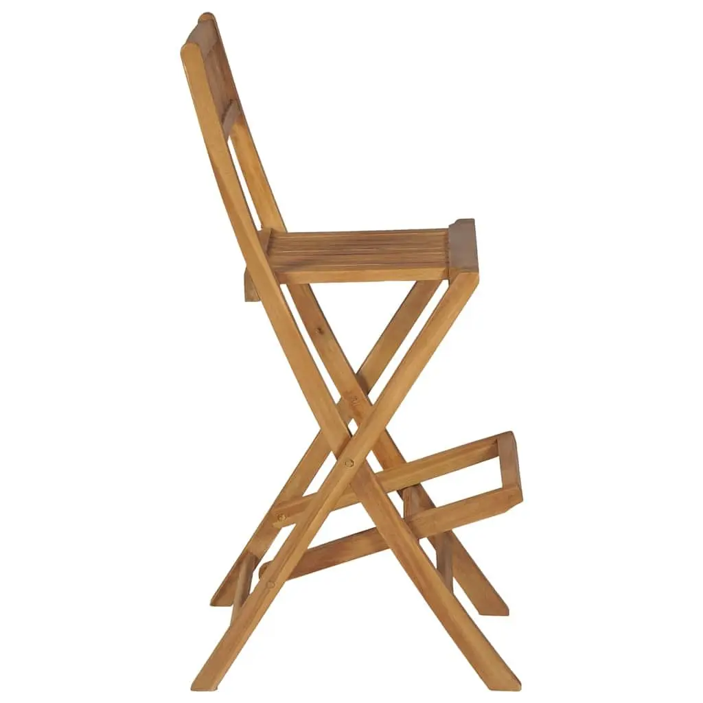Outdoor Bar Stools Teak Wood Folding Brown Set of 2
