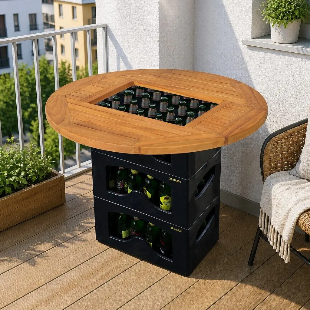 Brown Portable Party Table for Beer Crates 70cm