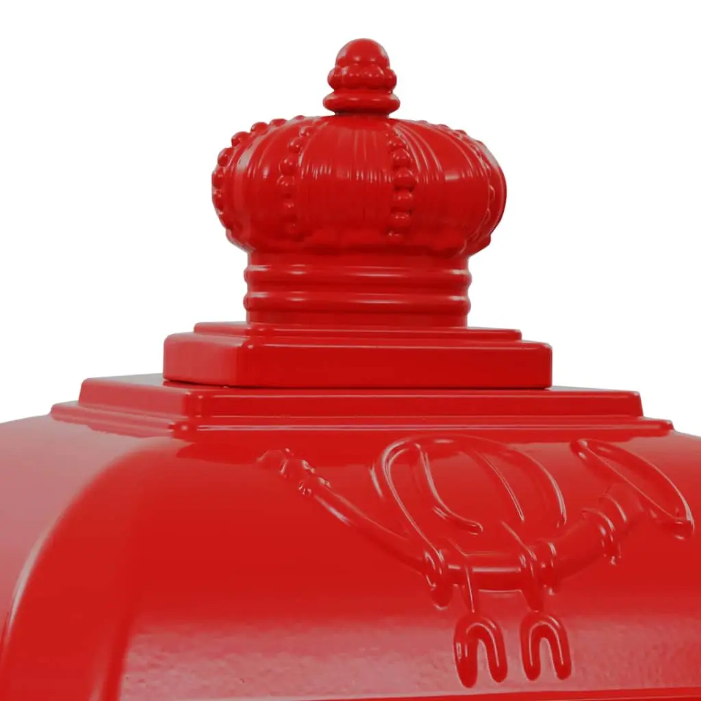 Red Vintage Style Pillar Letterbox for Outdoor Use