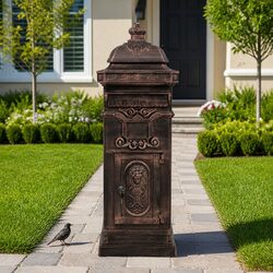 Elegant Antique-Style Pillar Letterbox for Outdoor Use