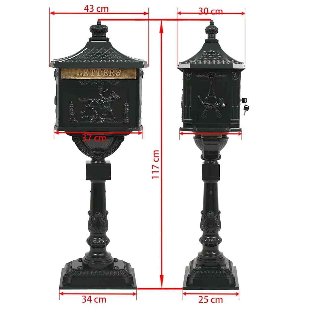 Vintage Style Green Pedestal Letterbox for Garden