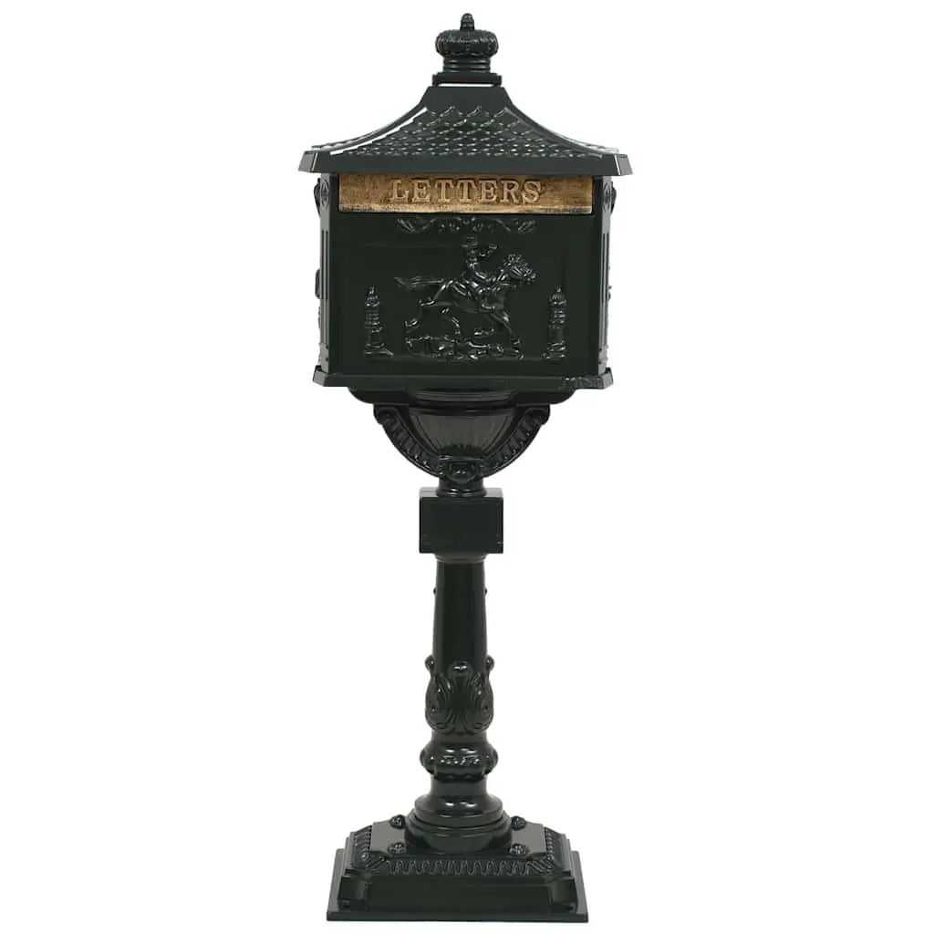 Vintage Style Green Pedestal Letterbox for Garden