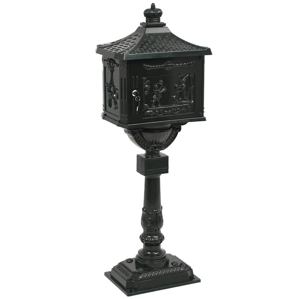 Vintage Style Green Pedestal Letterbox for Garden