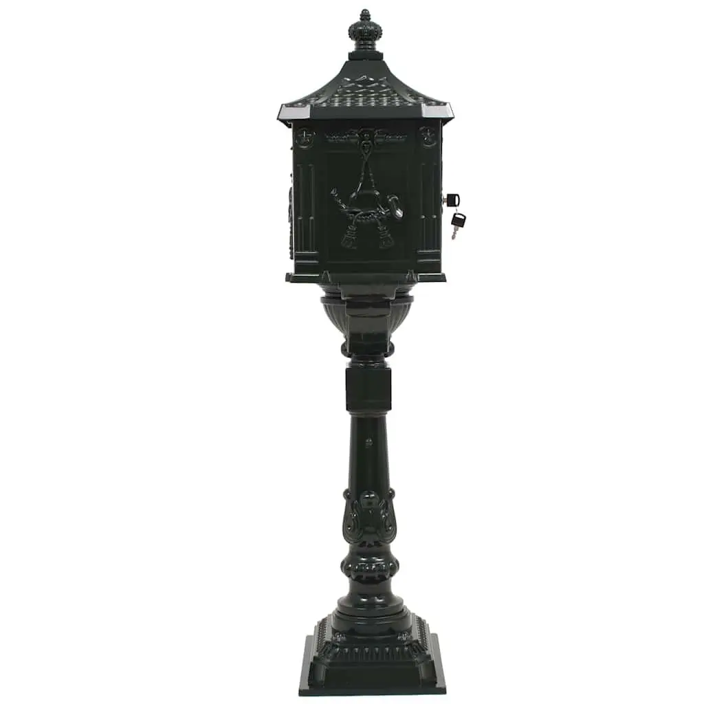 Vintage Style Green Pedestal Letterbox for Garden