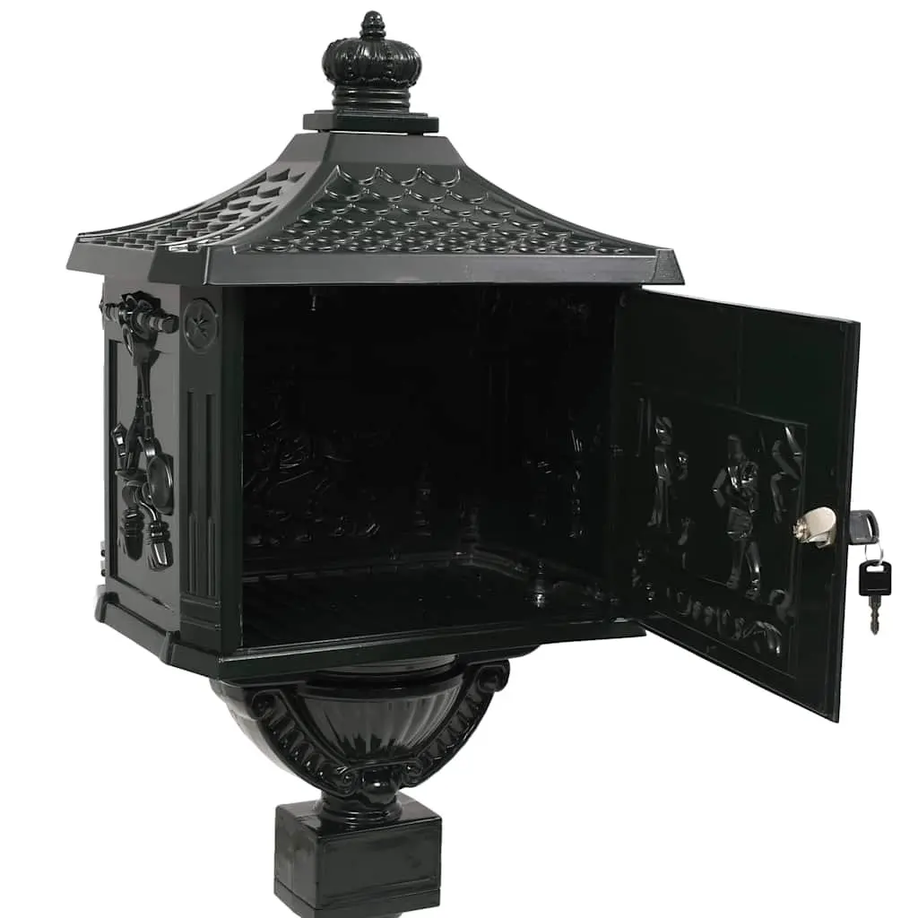 Vintage Style Green Pedestal Letterbox for Garden