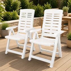 Lightweight White Folding Reclining Chair Set for Outdoors