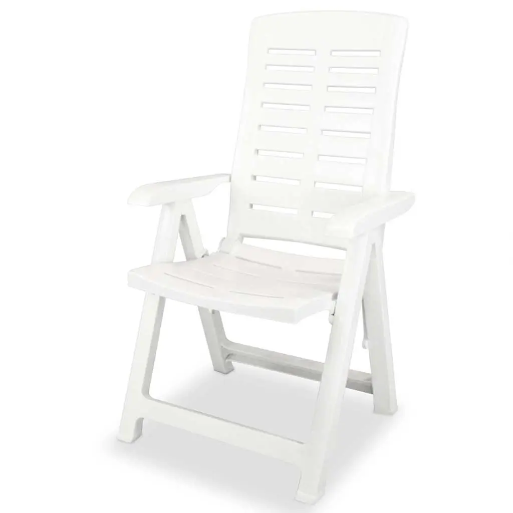 Outdoor Reclining Chair Set Plastic Lightweight White 2 Piece