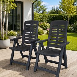Durable Outdoor Reclining Garden Chairs - 2 pcs