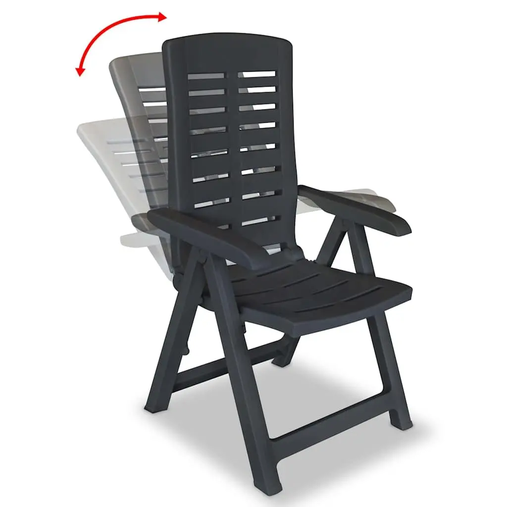Reclining Garden Chairs Plastic 2 pcs Anthracite