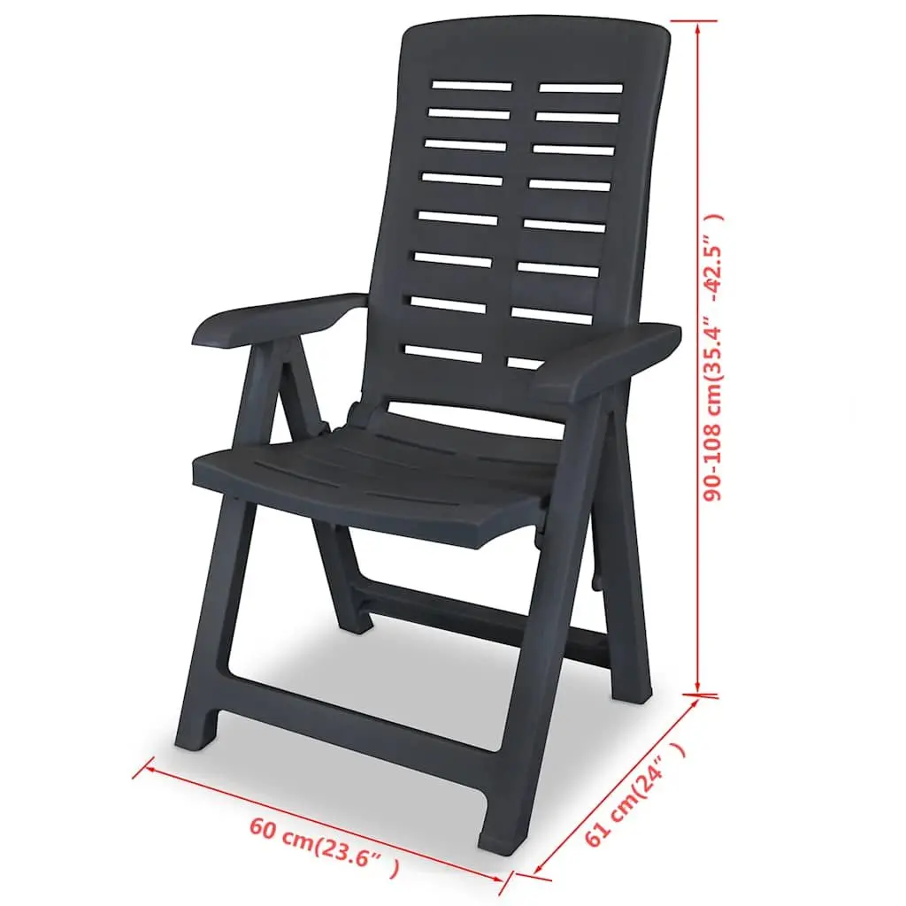 Reclining Garden Chairs Plastic 2 pcs Anthracite