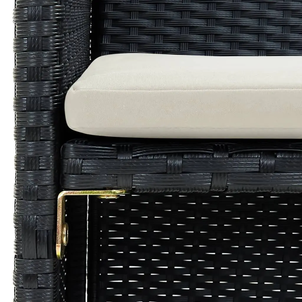 2-Seater Outdoor Sofa with Cushions in Black Rattan
