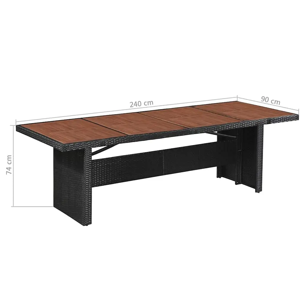 Garden Dining Table 240x90x74cm Poly Rattan Acacia