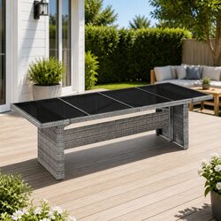 Stylish Grey Poly Rattan Outdoor Dining Table 240x90