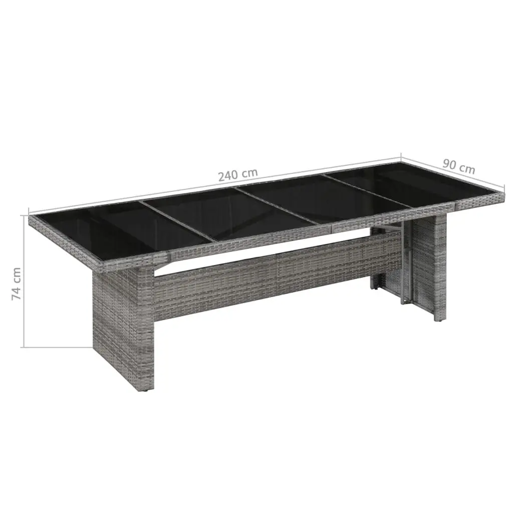 Grey Poly Rattan Outdoor Dining Table 240x90