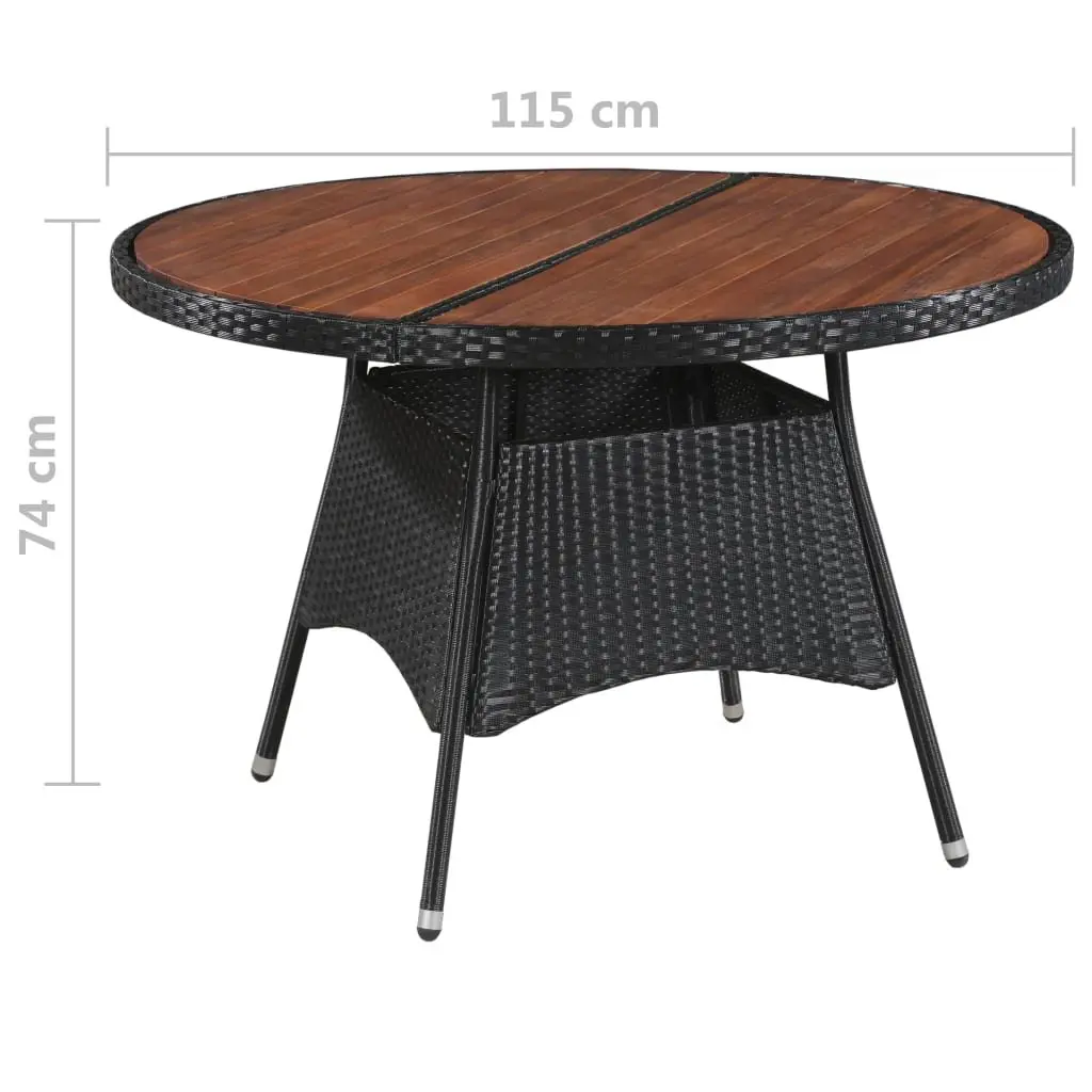 Outdoor Dining Table PE Rattan Acacia Wood 115x74cm Brown