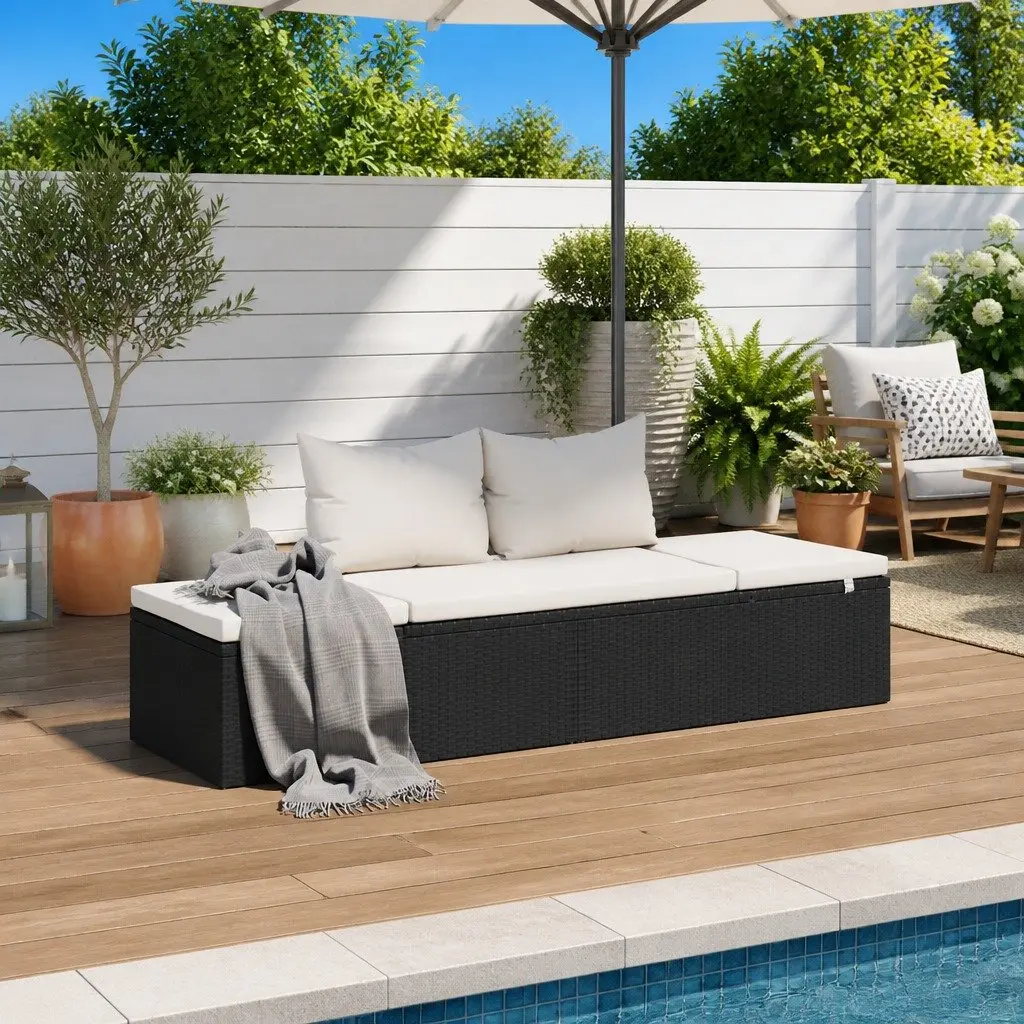 Poly Rattan Outdoor Lounge Bed with Cushions