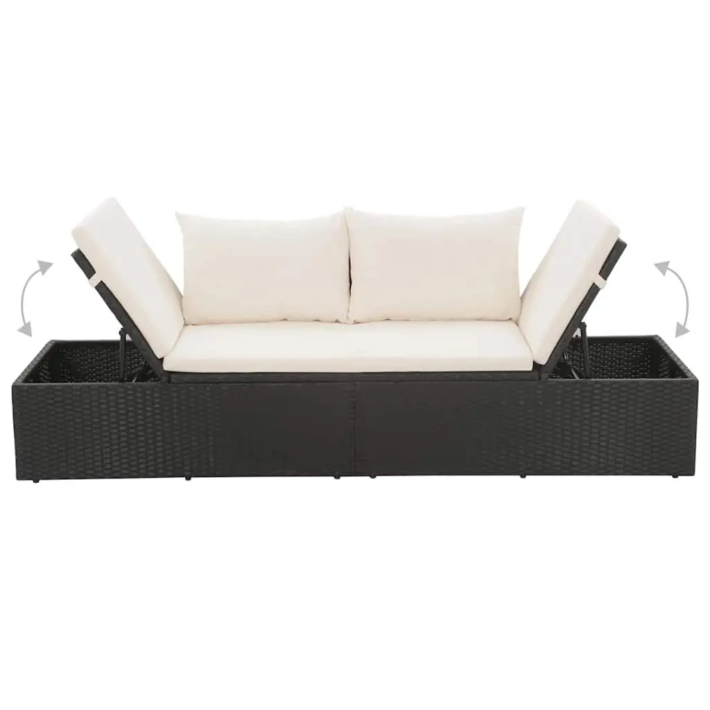 Outdoor Lounge Bed PE Rattan 195x60cm Black