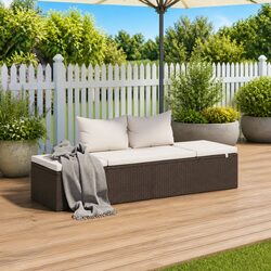Comfortable Outdoor Lounge Bed 195x60cm with Rattan Frame