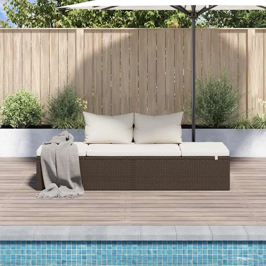 Outdoor Lounge Bed PE Rattan 195x60cm Brown