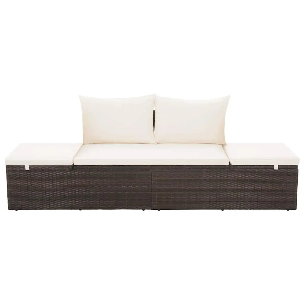 Outdoor Lounge Bed PE Rattan 195x60cm Brown