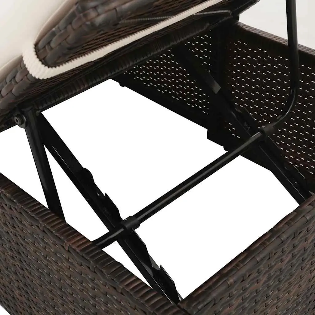 Outdoor Lounge Bed PE Rattan 195x60cm Brown
