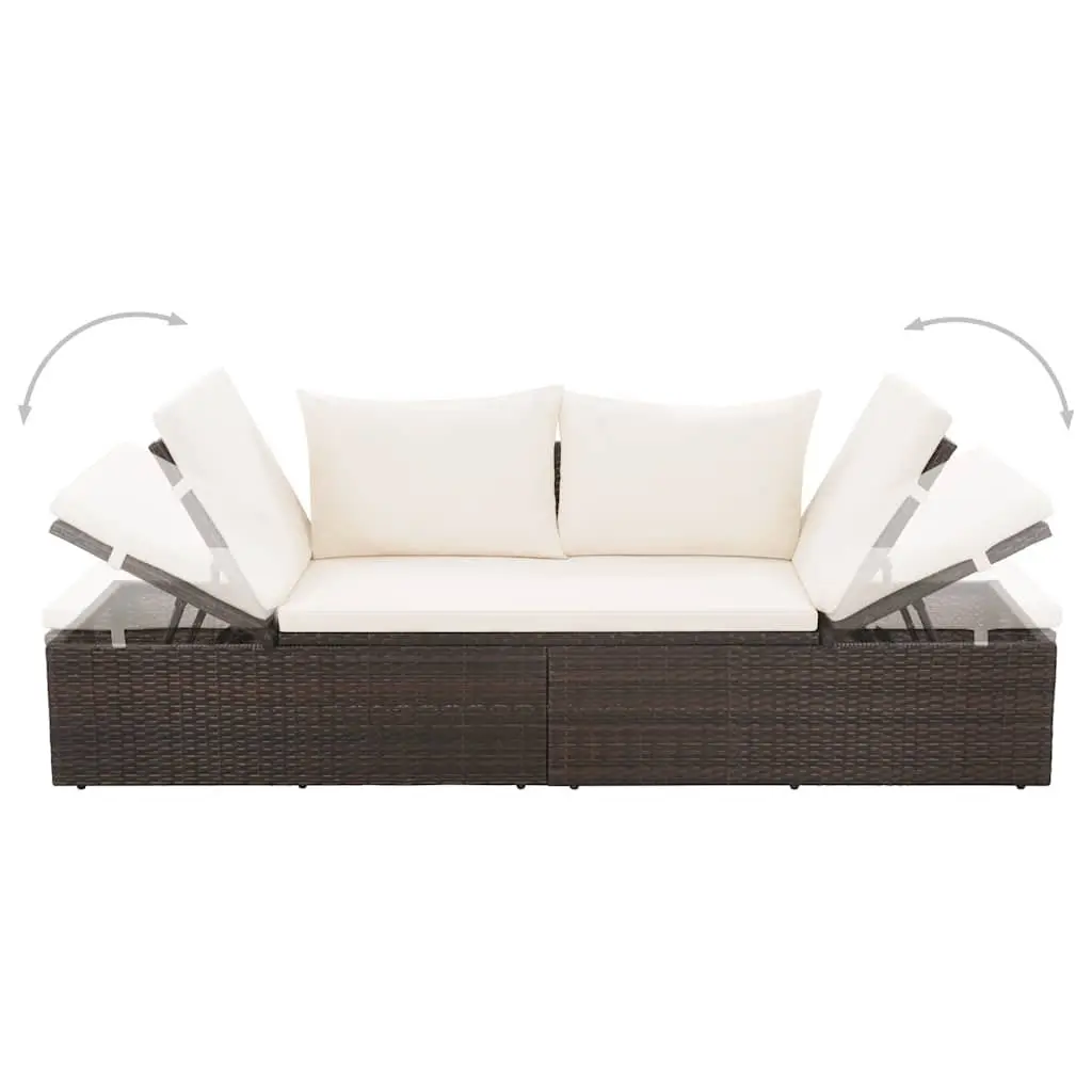 Outdoor Lounge Bed PE Rattan 195x60cm Brown