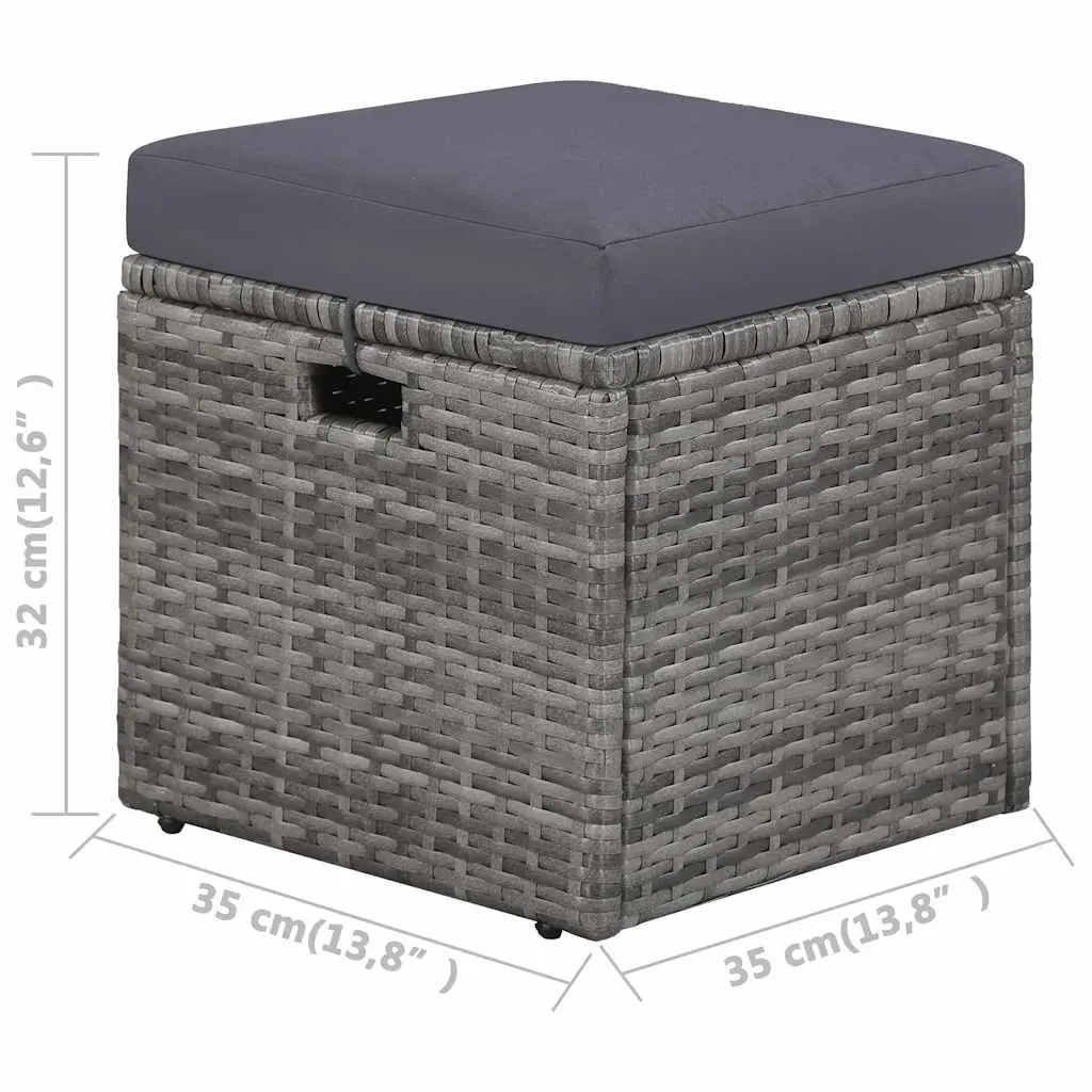 Outdoor Garden Lounge Set Poly Rattan Grey 4 Piece