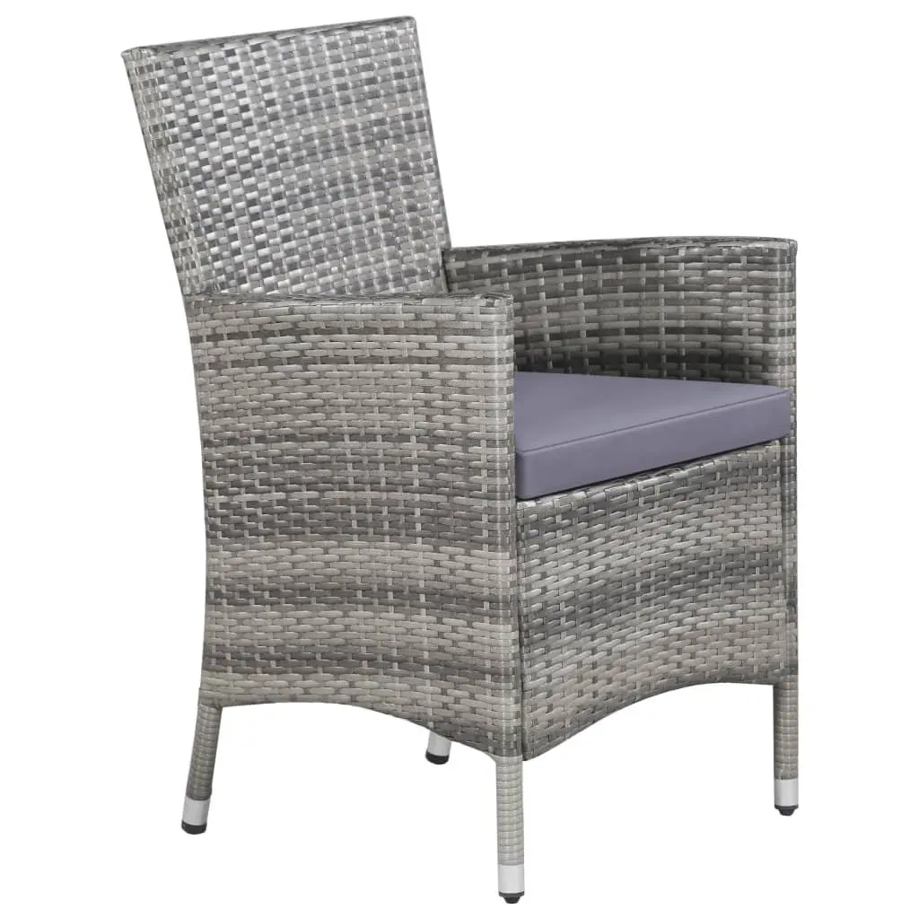 Outdoor Dining Set Poly Rattan 11 Piece Grey