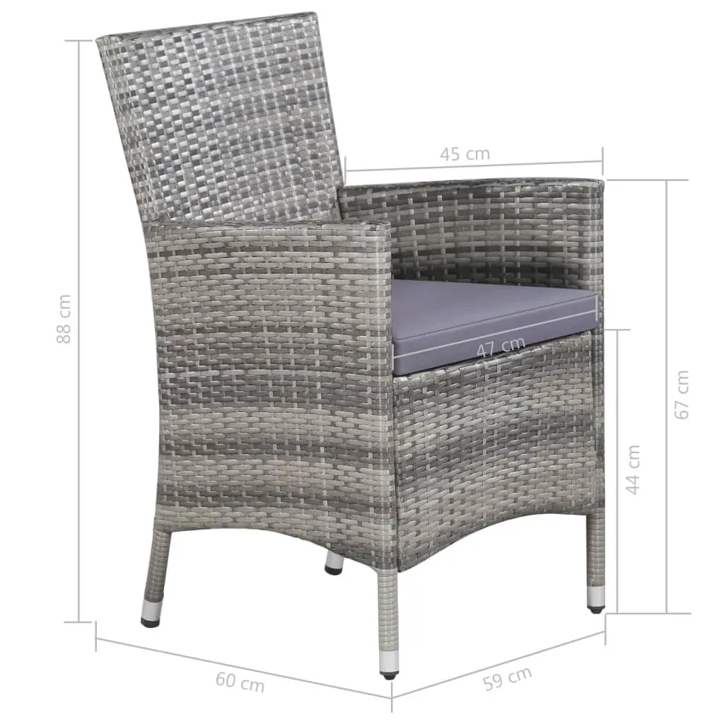 Outdoor Dining Set Poly Rattan 11 Piece Grey