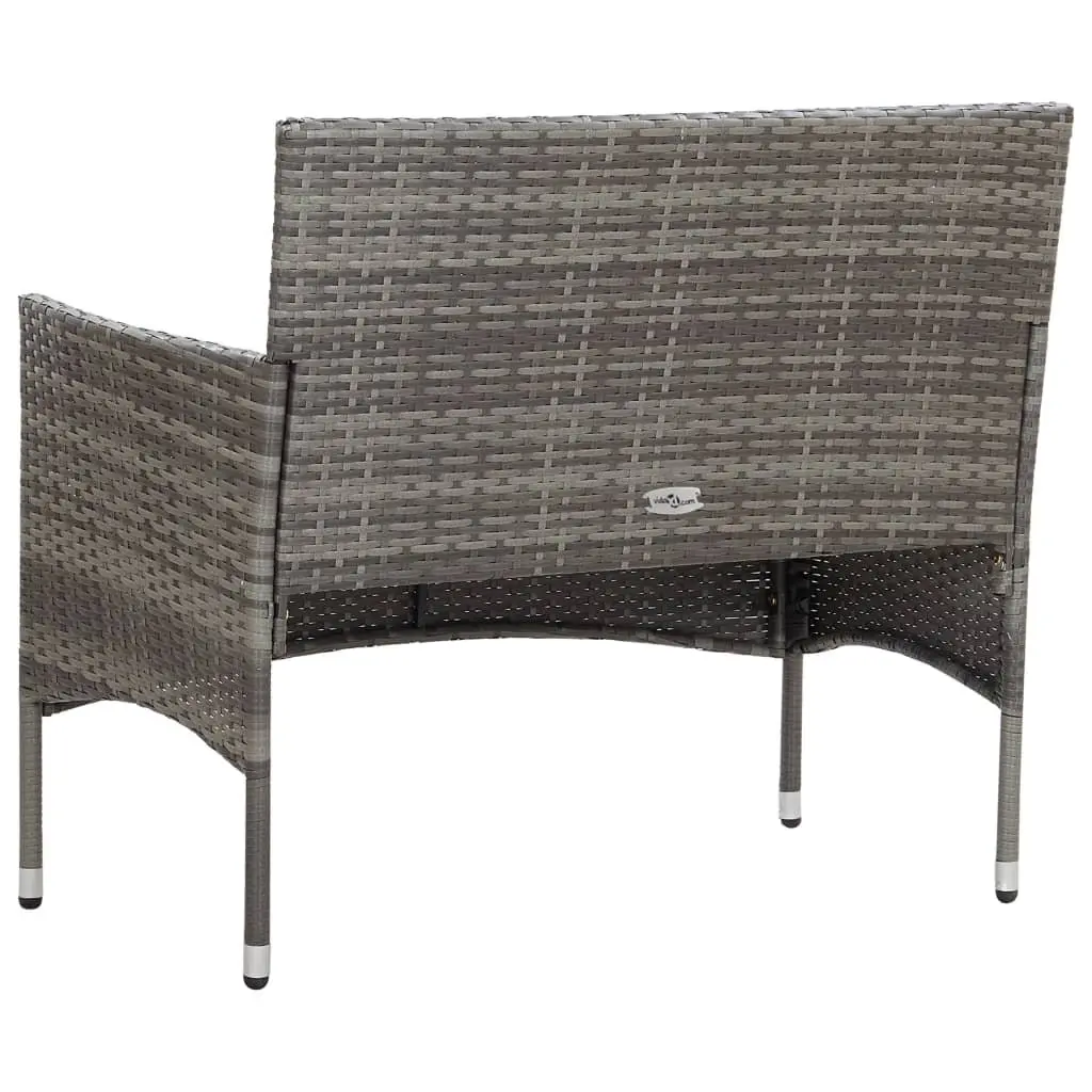 Garden Bench 105cm Outdoor Poly Rattan Seating Grey Patio Furniture