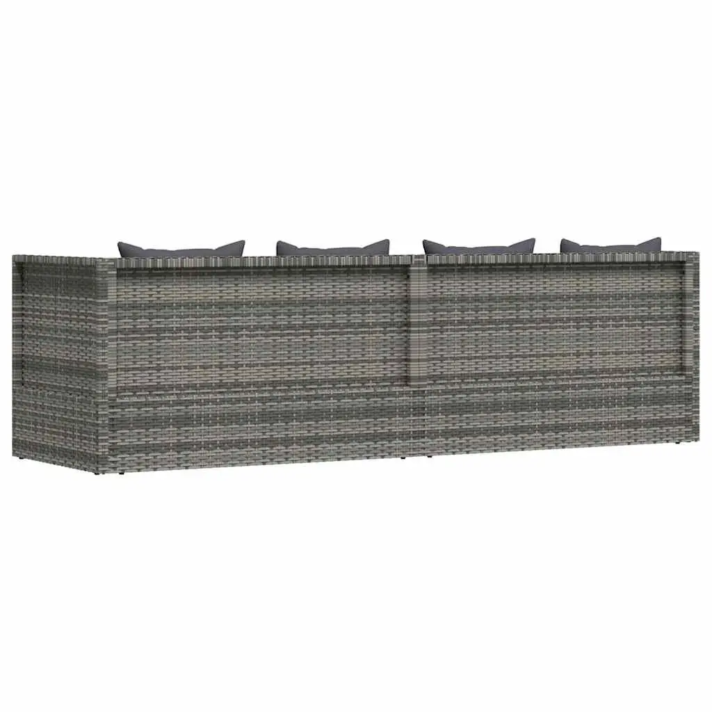 Garden Lounger Bed Poly Rattan 200x60cm Grey Outdoor Patio Sunbed Adjustable