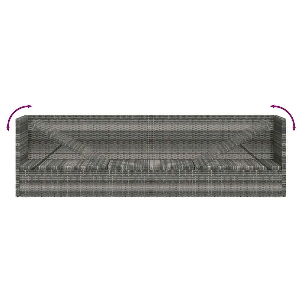 Garden Lounger Bed Poly Rattan 200x60cm Grey Outdoor Patio Sunbed Adjustable