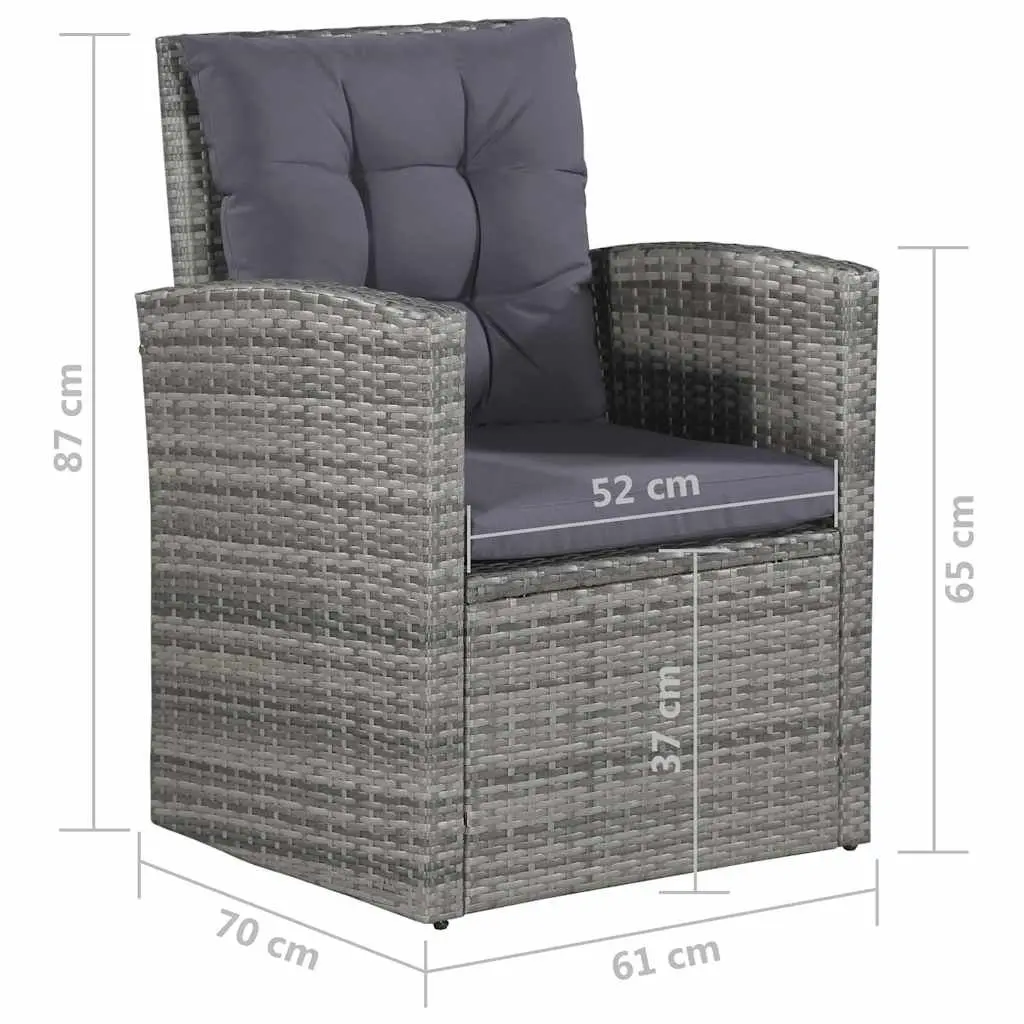 Garden Lounge Set Poly Rattan 6 Piece Grey