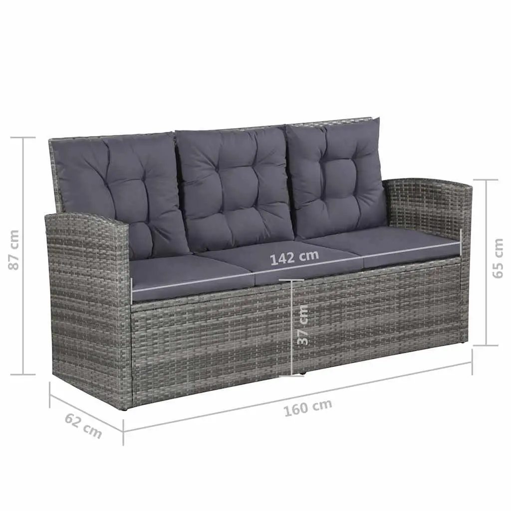 Garden Lounge Set Poly Rattan 6 Piece Grey