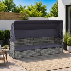 Premium Grey Sun Lounger with Canopy for Outdoor Relaxation