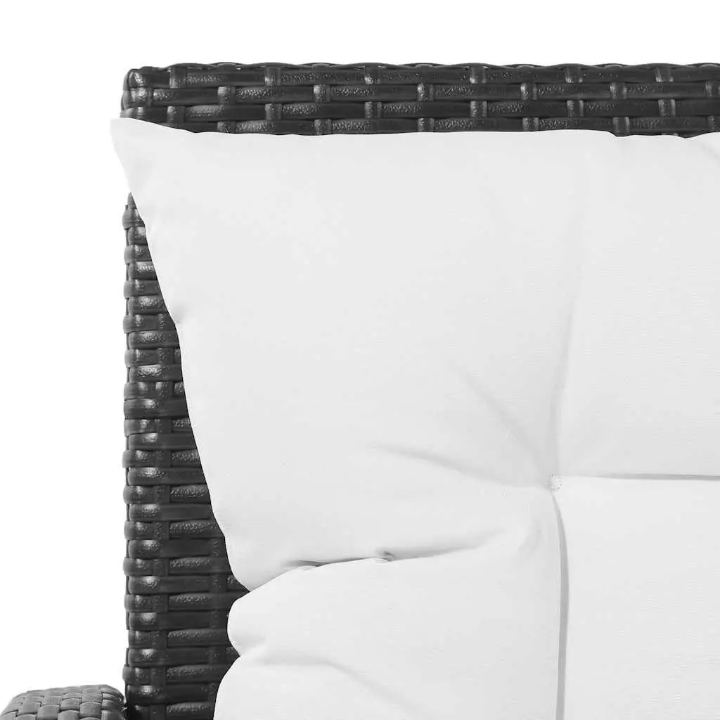 5 Piece Garden Lounge Set Poly Rattan Sofa Armchairs Table Black