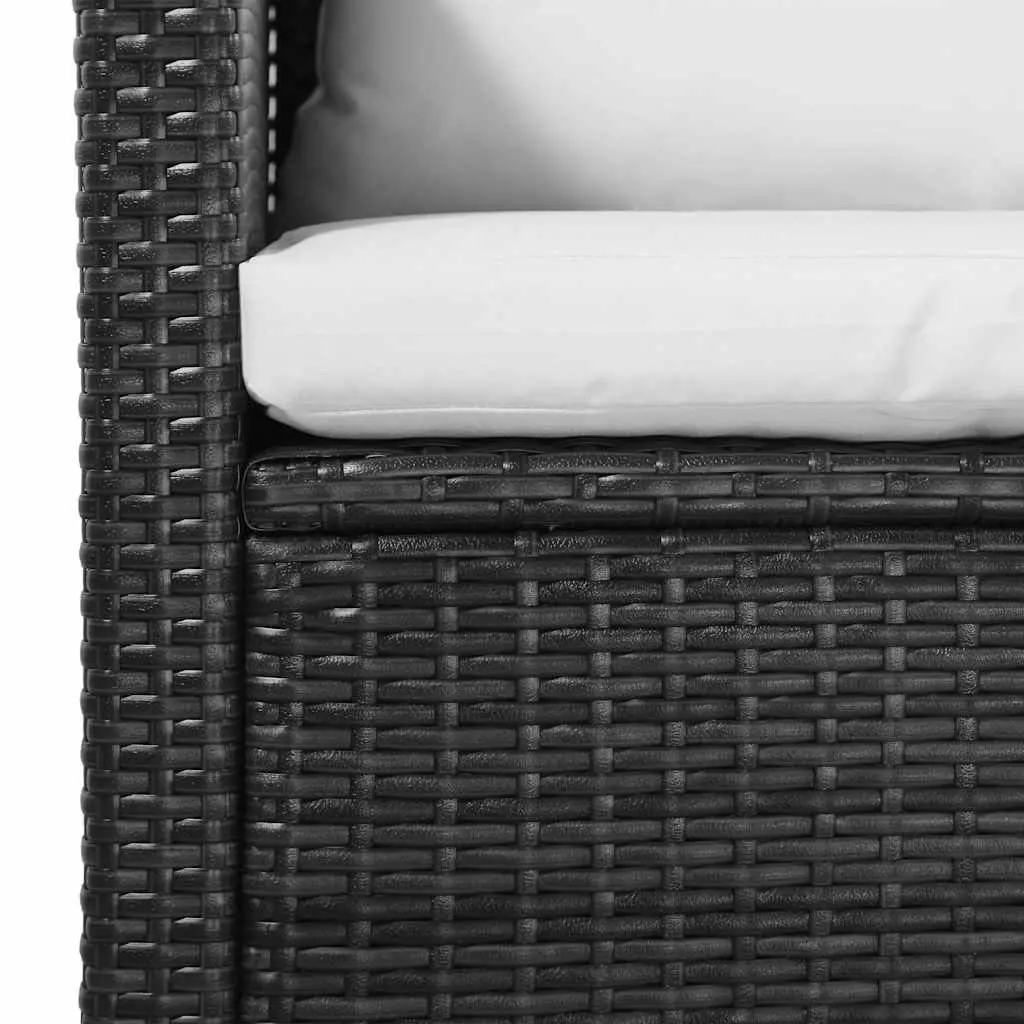5 Piece Garden Lounge Set Poly Rattan Sofa Armchairs Table Black