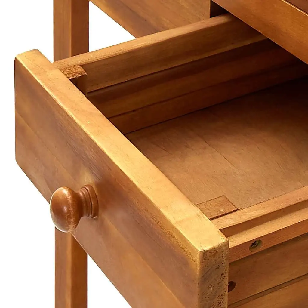 Solid Acacia Wood Garden Kitchen Trolley with Hooks