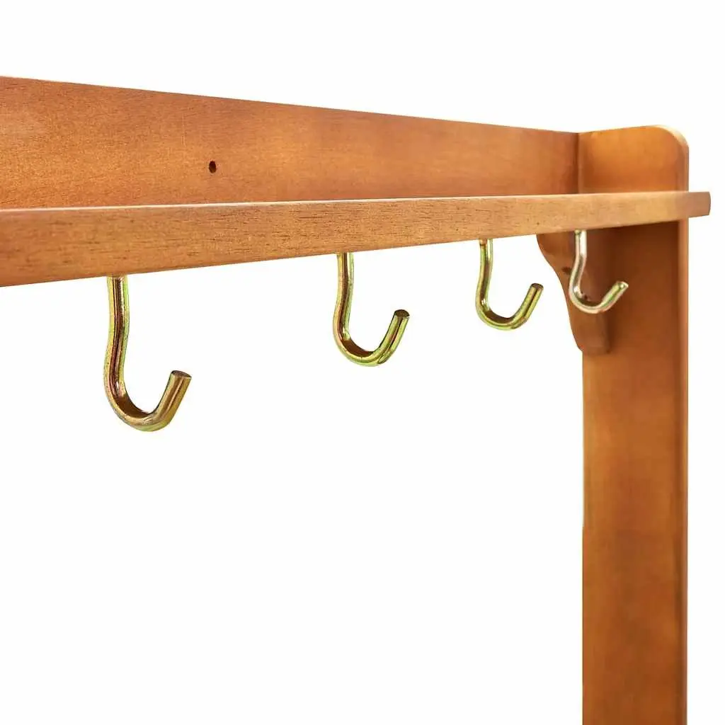 Solid Acacia Wood Garden Kitchen Trolley with Hooks