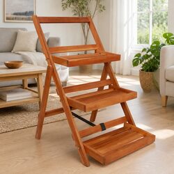 Sturdy 3-Tier Wooden Plant Stand for Displays