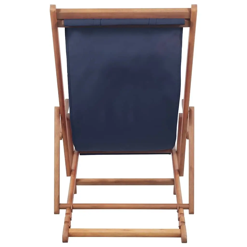 Folding Beach Chair Wooden Frame Reclining Outdoor Garden Patio Camping Blue