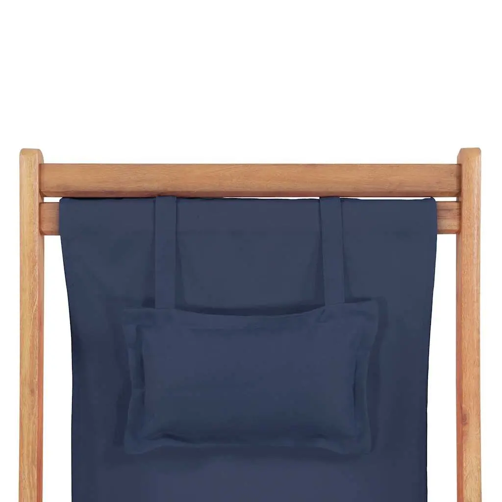 Folding Beach Chair Wooden Frame Reclining Outdoor Garden Patio Camping Blue