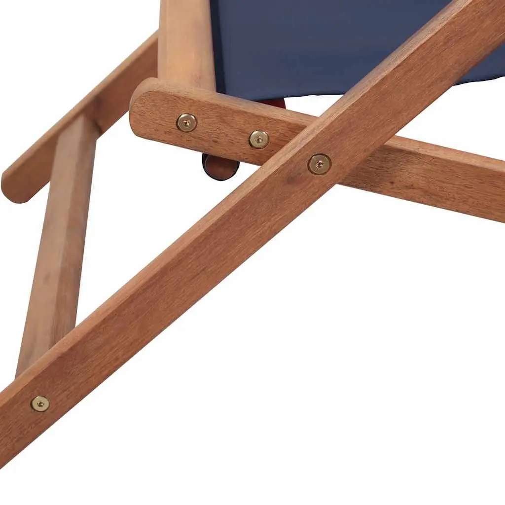 Folding Beach Chair Wooden Frame Reclining Outdoor Garden Patio Camping Blue