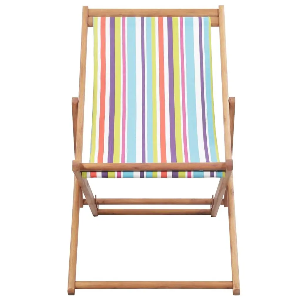 Folding Chair Lightweight Wooden Frame Weather Resistant Fabric Multicolour Outdoor Patio Garden Lounge
