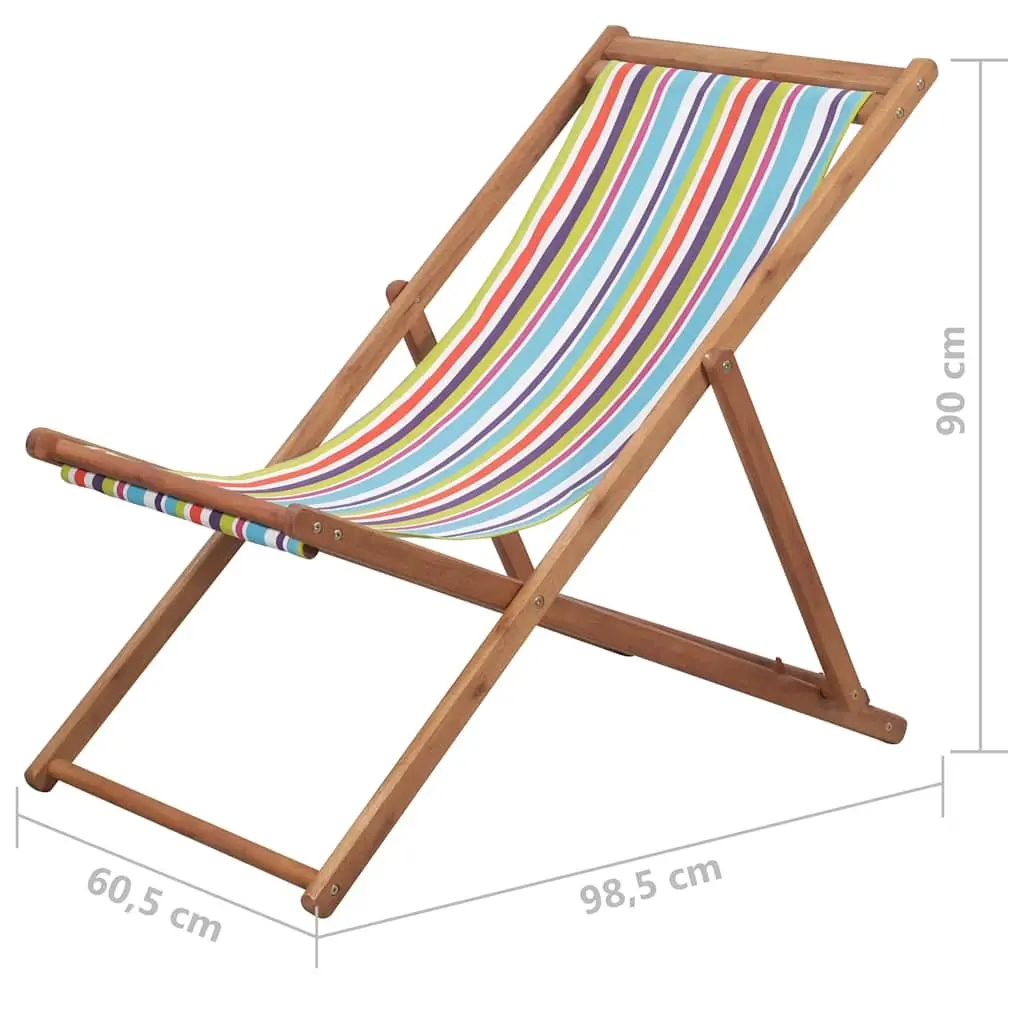 Folding Chair Lightweight Wooden Frame Weather Resistant Fabric Multicolour Outdoor Patio Garden Lounge