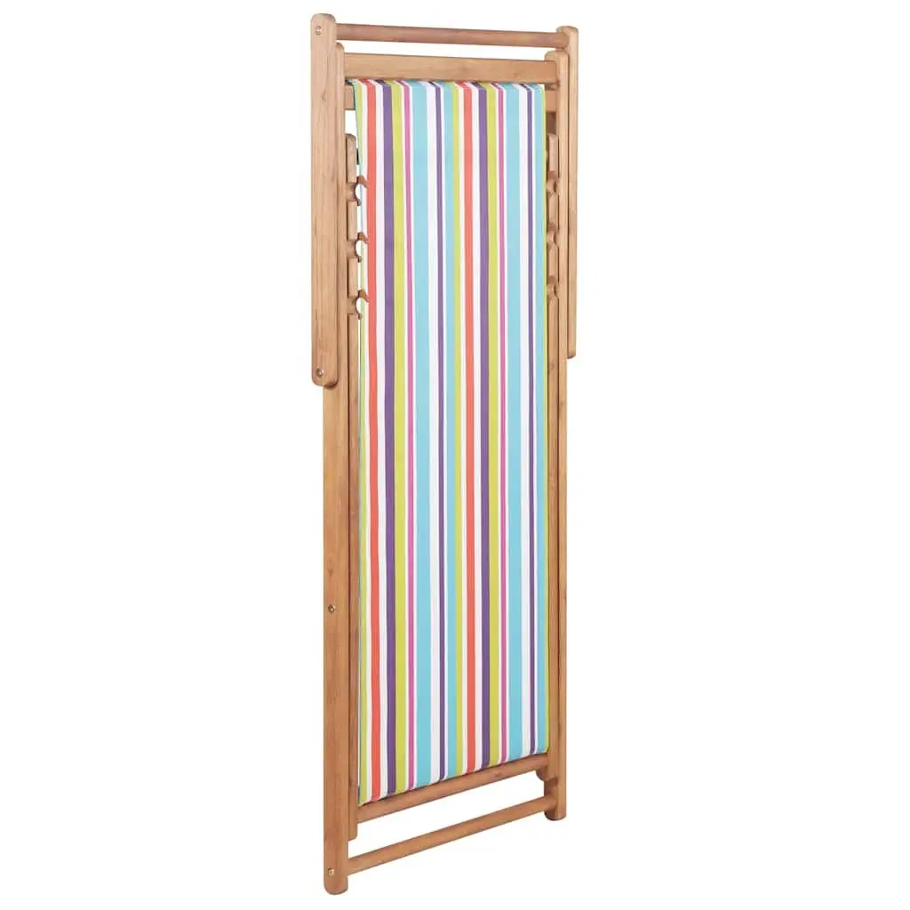 Folding Chair Lightweight Wooden Frame Weather Resistant Fabric Multicolour Outdoor Patio Garden Lounge