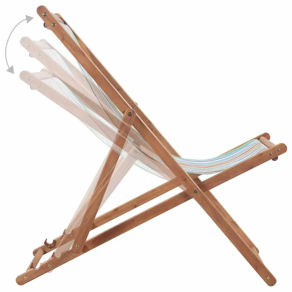 Folding Chair Lightweight Wooden Frame Weather Resistant Fabric Multicolour Outdoor Patio Garden Lounge